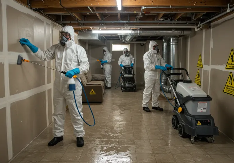 Basement Moisture Removal and Structural Drying process in South Henderson, NC